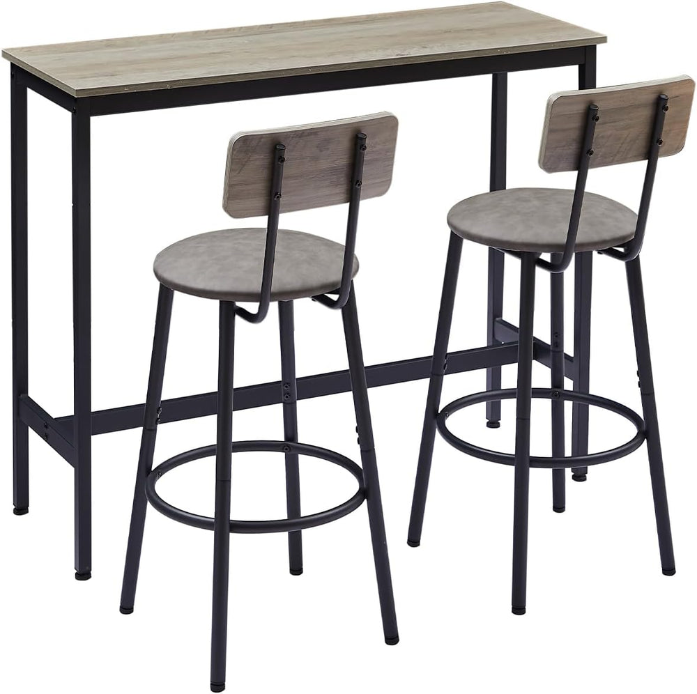 43.31" Bar Table Set for 2, Counter Height Dining Table with PU Upholste...