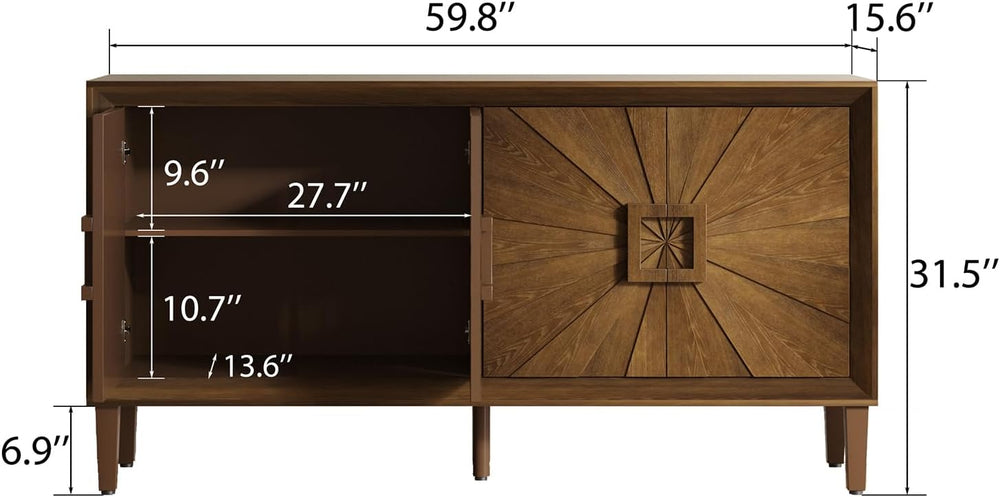 Large Buffet Sideboard Cabinet with Storage,60" Modern Cedenzas Buffet T...