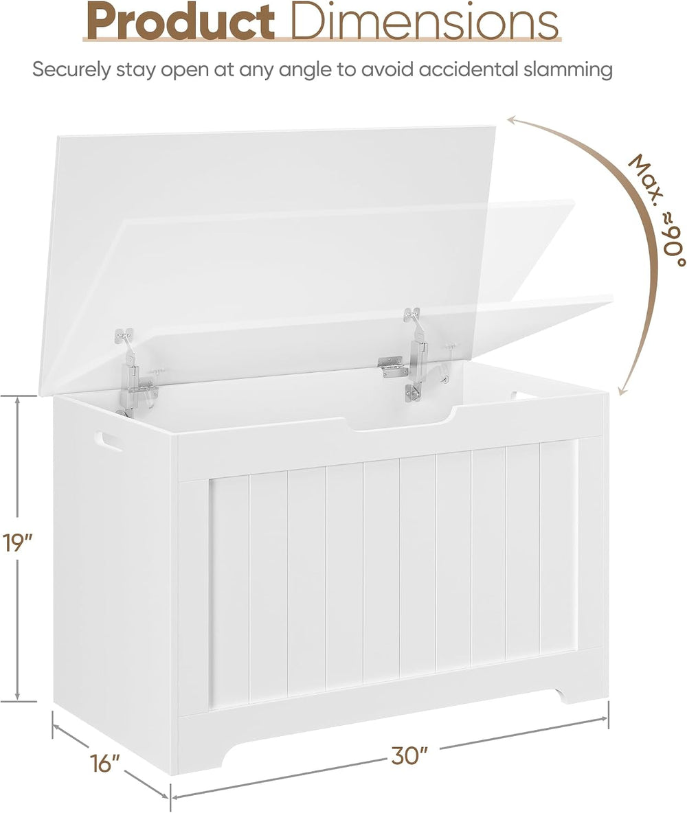 Storage Chest with Flip-top Lid, Large Wood Trunk Bench with Safety Hinge, Be...