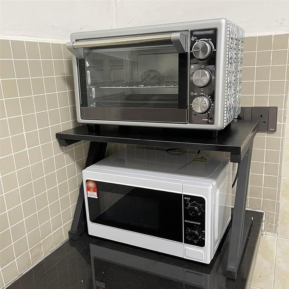 Two Tier Microwave Stand with Vent Rack Freestanding Kitchen Baker's Rack...