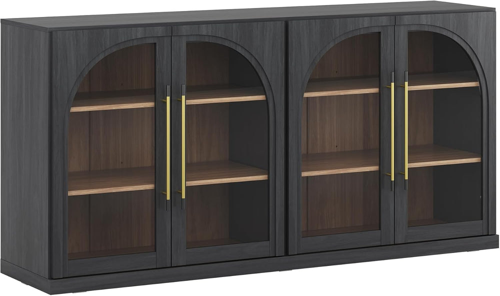 BELLEZE Jagger 65" Storage Cabinet with Glass Door - Ebony
