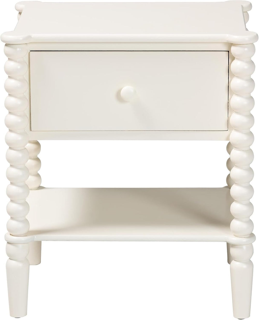 Baxton Studio Rimona End Table with Bobbin Legs - 1-Drawer Accent Table with ...