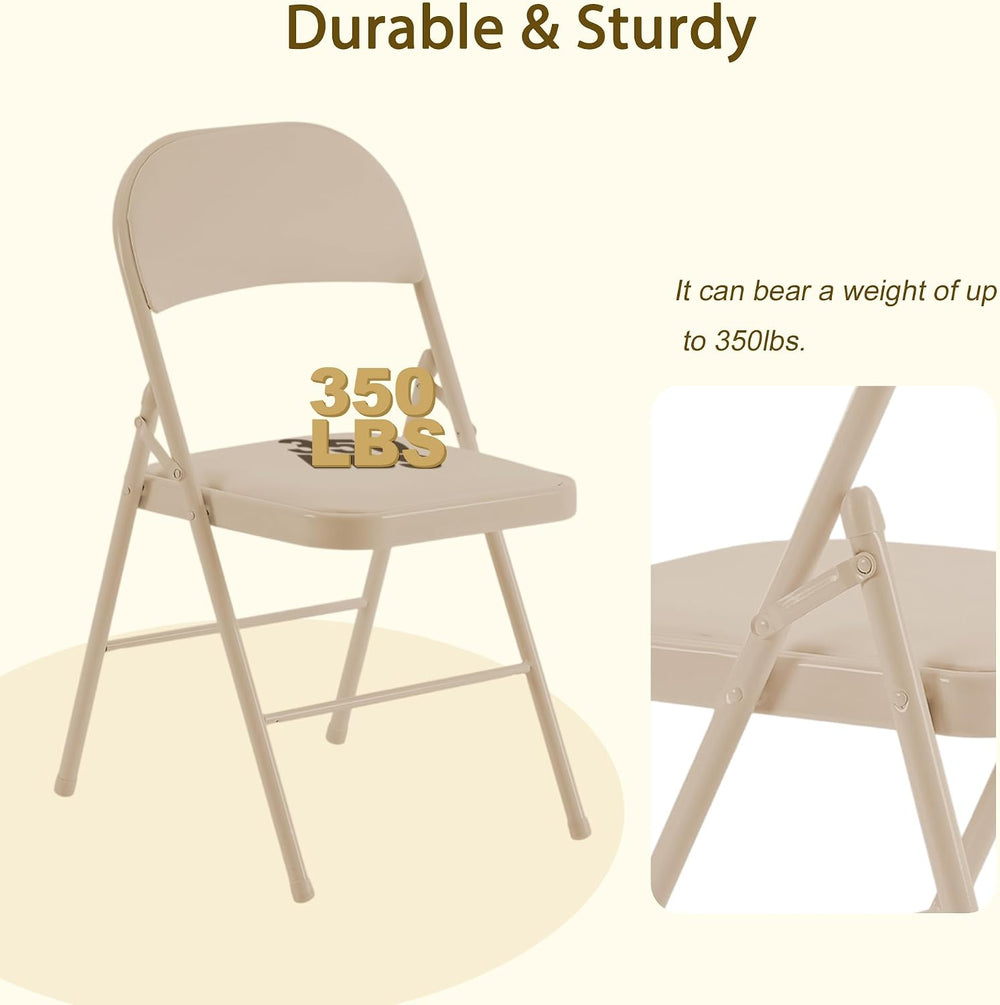 4 Pack Folding Chairs with Cushion, Comfortable Padded Foldable Dinning Chair...