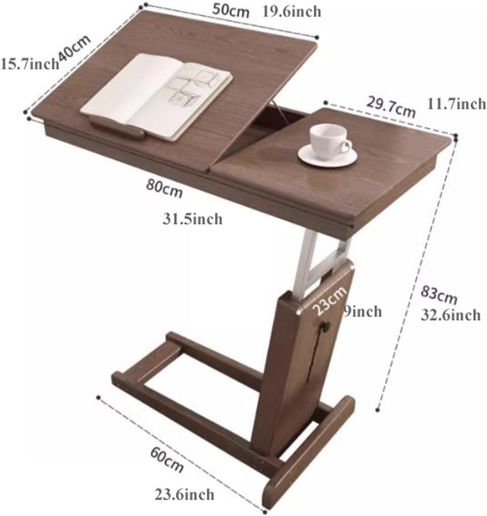 Coffee Table Height Adjustable C Shaped End Table, Foldable Couch Desk with T...
