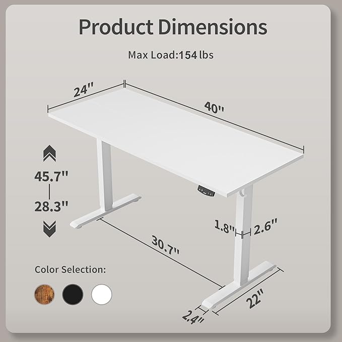 Agilestic Electric Standing Desk 40 x 24 Inches, Height Adjustable Desk, Sit ...