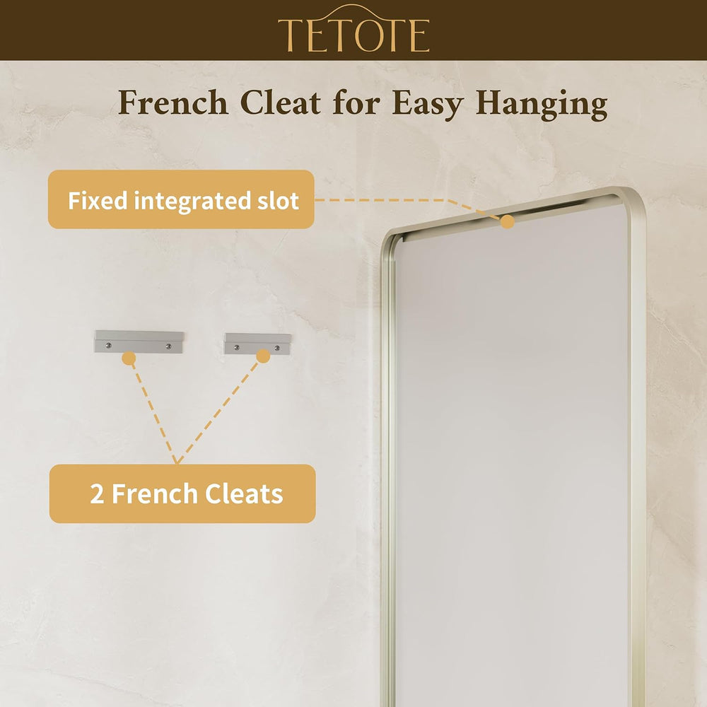 TETOTE Brushed Nickel Mirror 20 x 30 Beveled Edge Tempered Glass, Rounded Cor...