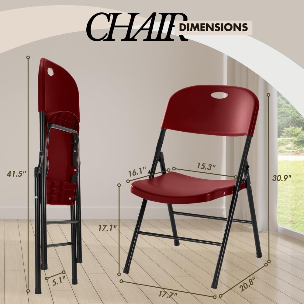 2-Pack Heavy Duty Plastic Folding Chair, 300 lbs Capacity Foldable Chairs for...