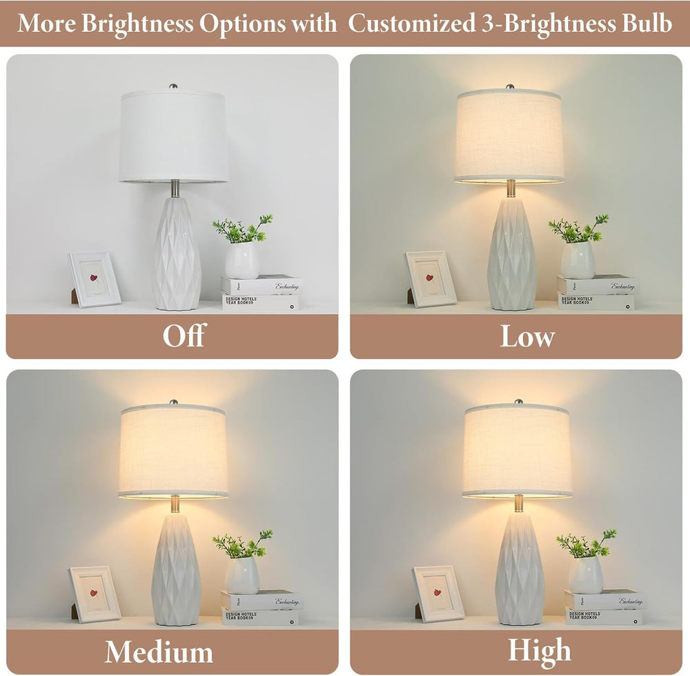 25'' Table Lamp White Table Lamps Modern Ceramic Lamps for Night Stan...
