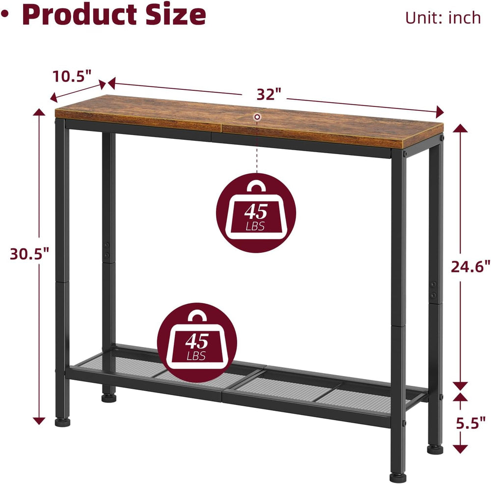 Simple Trending Console Table, 32" Sofa Table with Storage Shelf, Narrow...