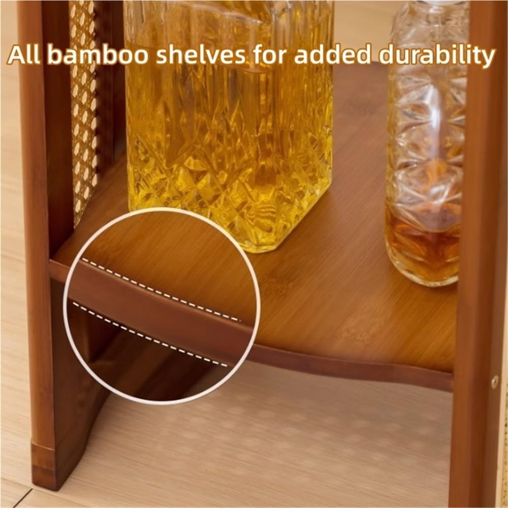 2-Layer Storage End Table, Resin Rattan Small Side Table, Small Round Table w...