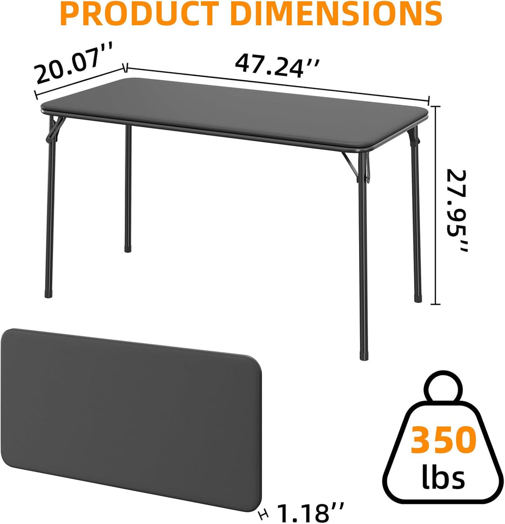 Garvee 4 ft Folding Table Indoor Outdoor, Protable Foldable Card Table, Locka...