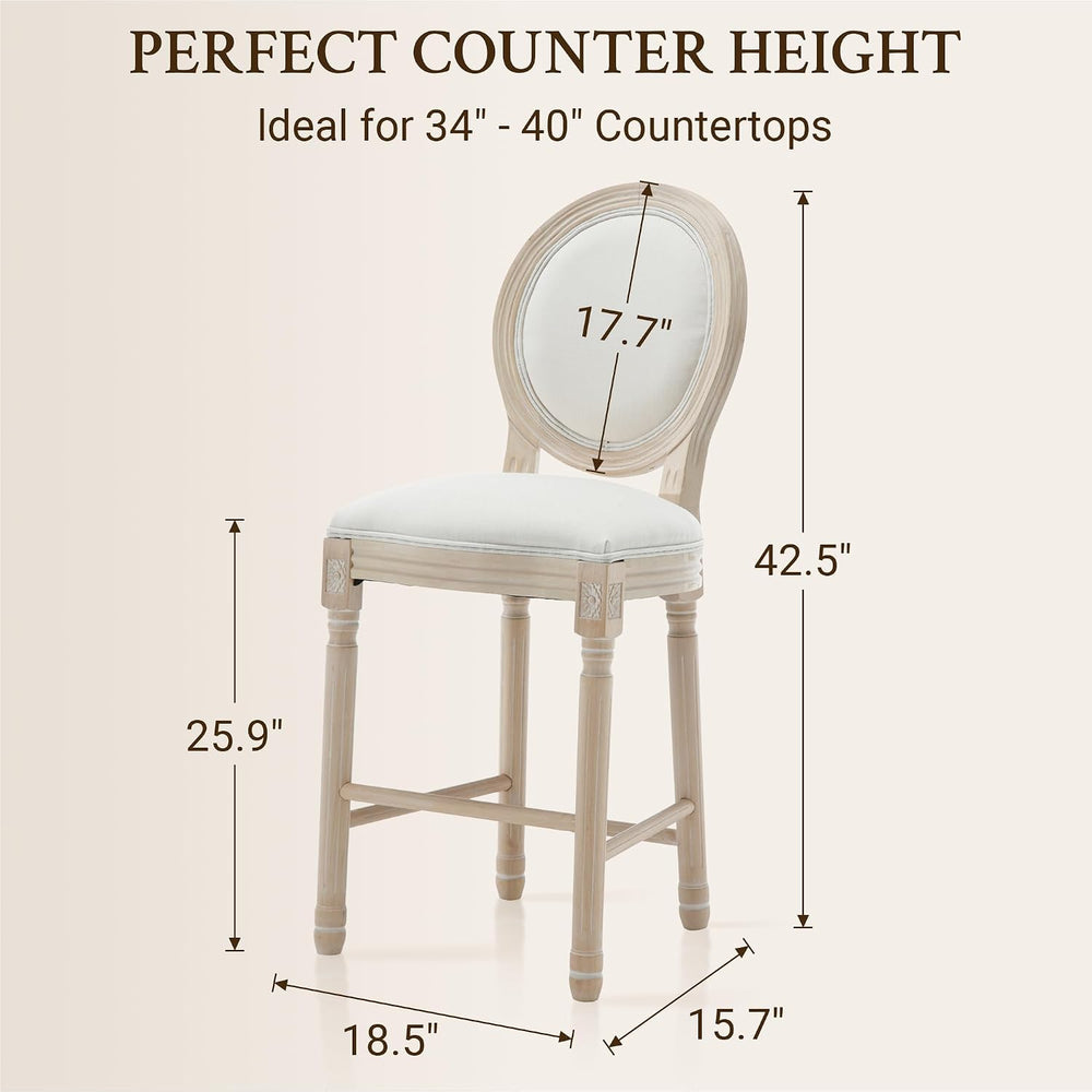 French Country Bar Stools Set of 2, 26" Counter Height Barstools