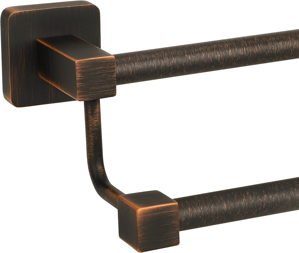 Bathroom Double Towel Bar Oil Rubbed Bronze, 24 Inch Square Towel Racks for B...