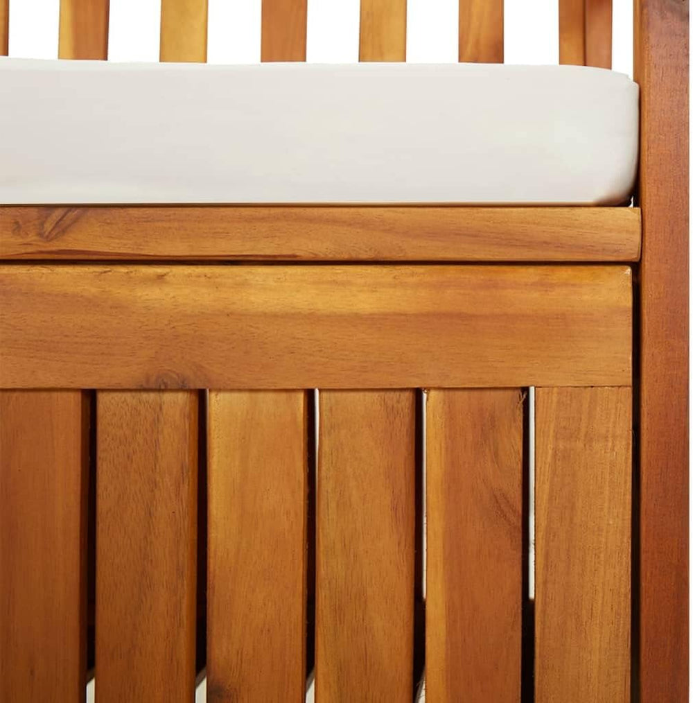 Storage Bench with Cushion 58.3 Inch Solid Acacia Wood Durable Patio Furnitur...