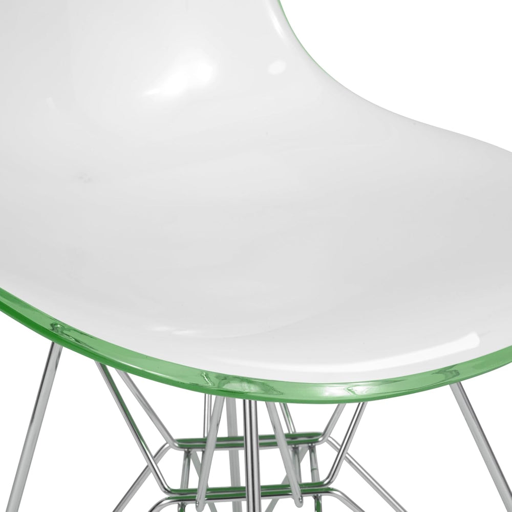 LeisureMod Cresco Acrylic Dining, Modern Chrome Eiffel Base and Curved Back D...