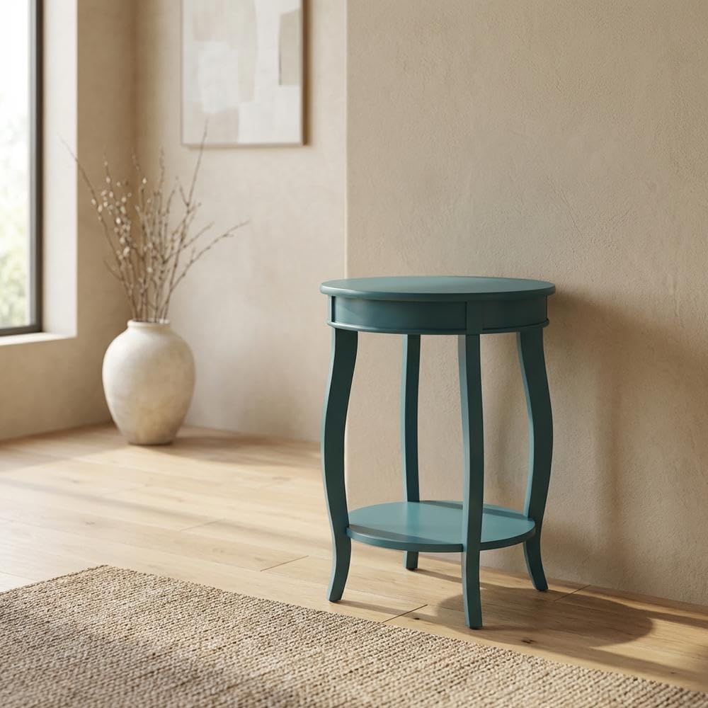 Furnifact Teal, Accent Side Table, Wood Engineered Wood Construction, Durable...