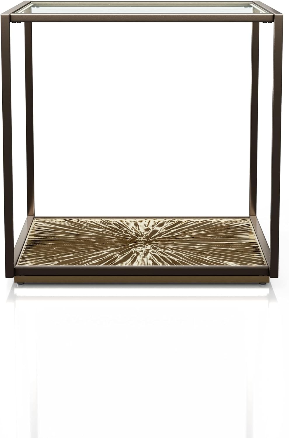 24/7 Shop at Home Aureum Modern 24-inch 1-Shelf Glass Top End Table with Sunb...