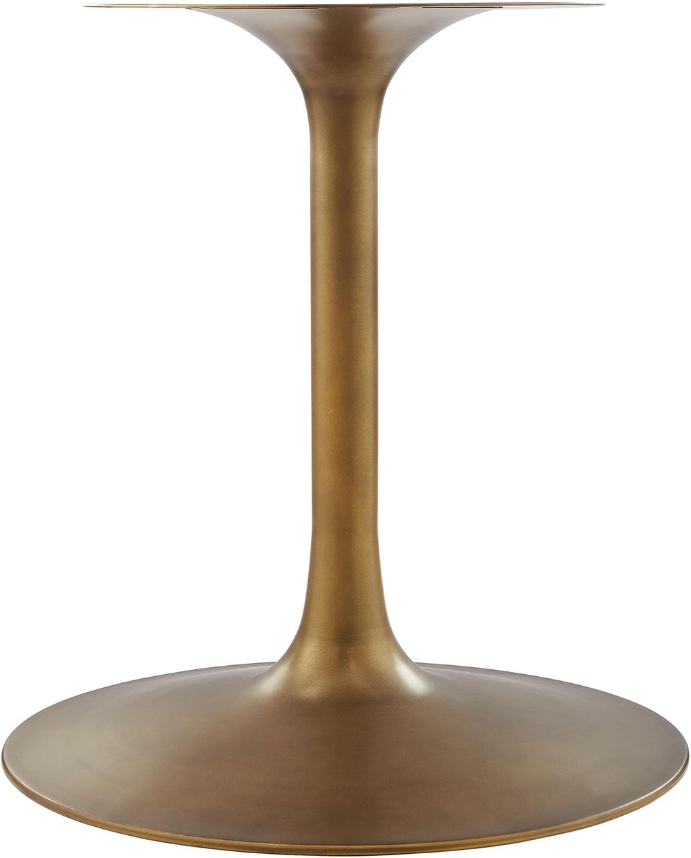 Modway Lippa 48 Inch Round Wood Dining Table with Metal Pedestal in Brass Wal...
