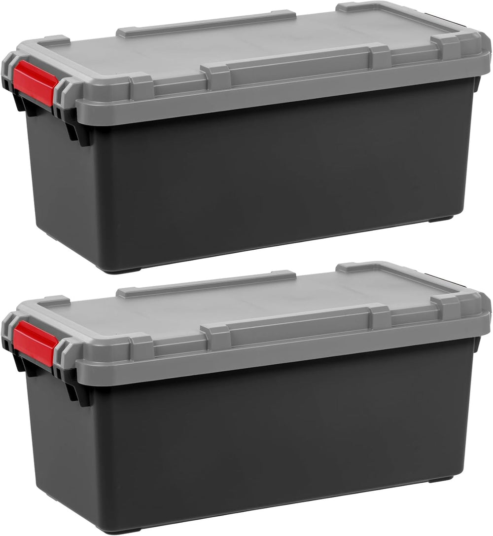 IRIS USA 2-Pack 15 Gallon Lockable Storage Trunk TrailBox, Dark Gray/Gray | K...
