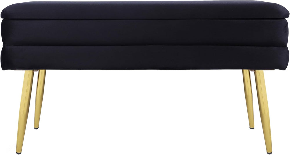 Tov Furniture Ziva Black Velvet Storage Bench