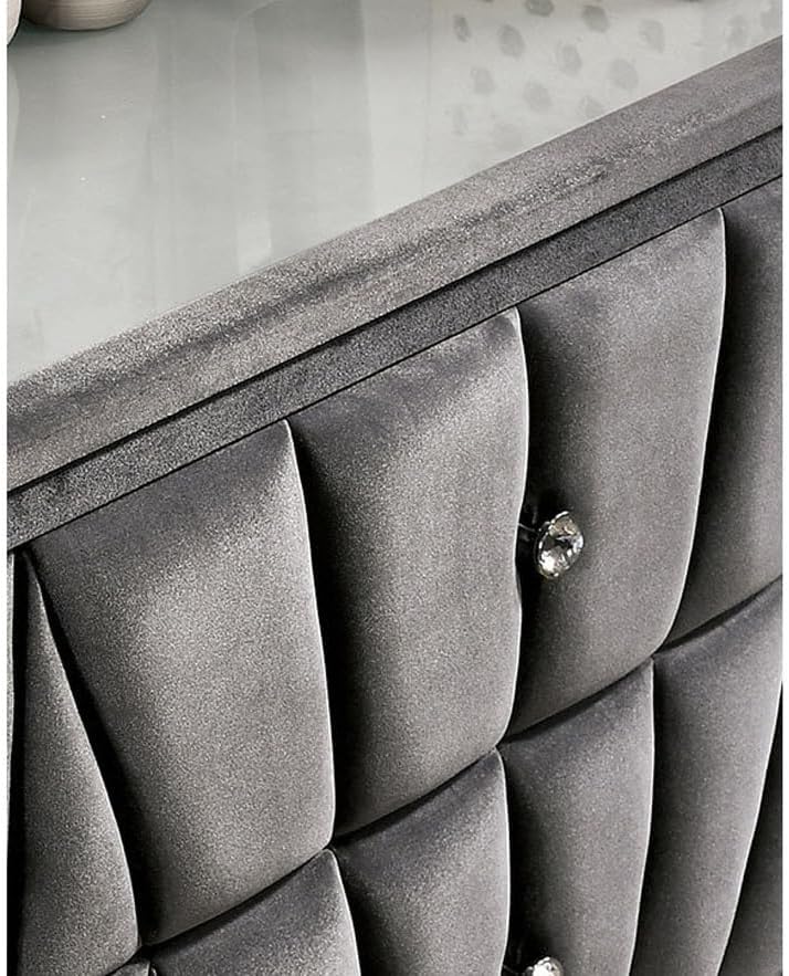 Fabric Upholstered Nightstand with 2 Drawers, Gray,for Small Spaces