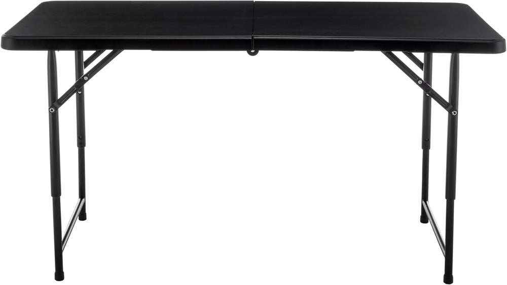 BTEXPERT 4 Foot Fold-in-Half Folding Utility Table, Height Adjustable Portabl...