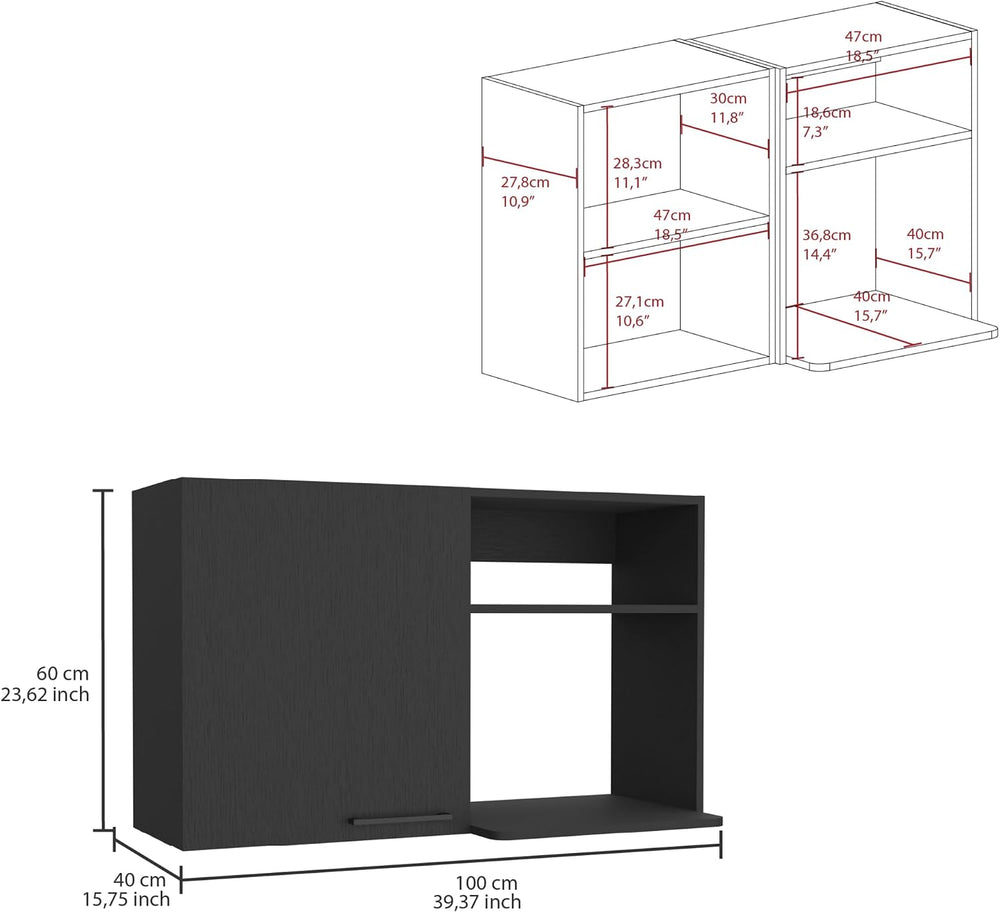 2 Piece Kitchen Set with Wall Cabinet and Utility Sink in Black | Includes st...
