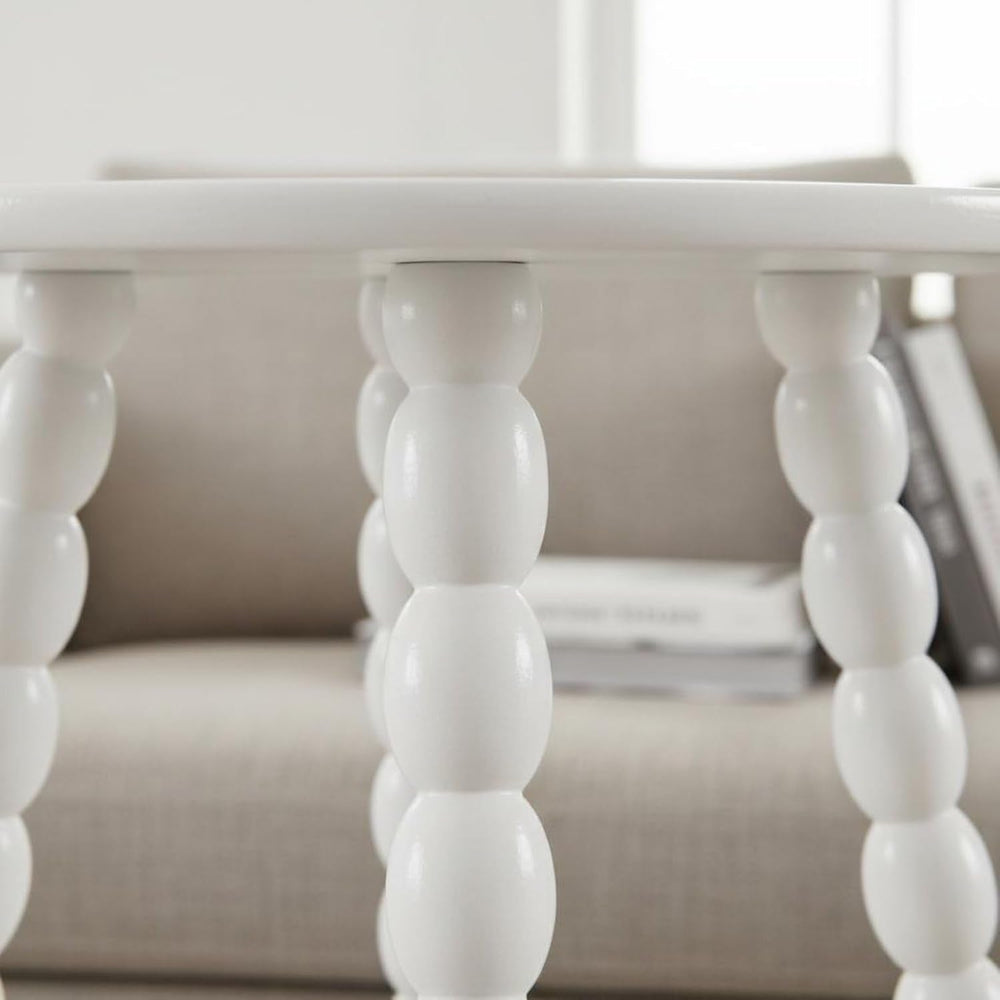 Qianly Round Bobbin Leg Table Solid Wood Bobbin Leg Side Table Space Saving V...