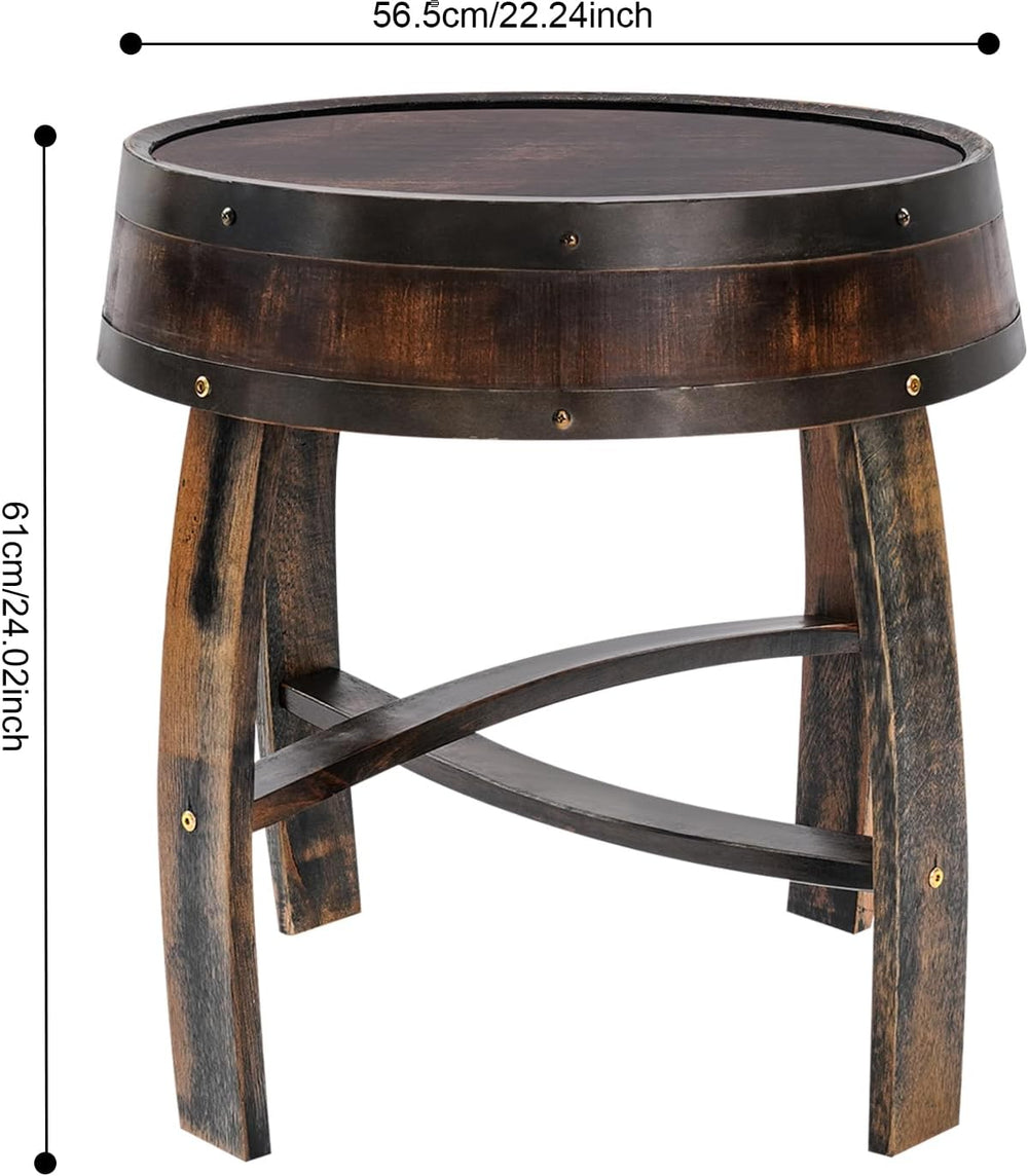 Whiskey Barrel Table 24 Inch Tall Wine Barrel End Table Rustic Round Wooden B...