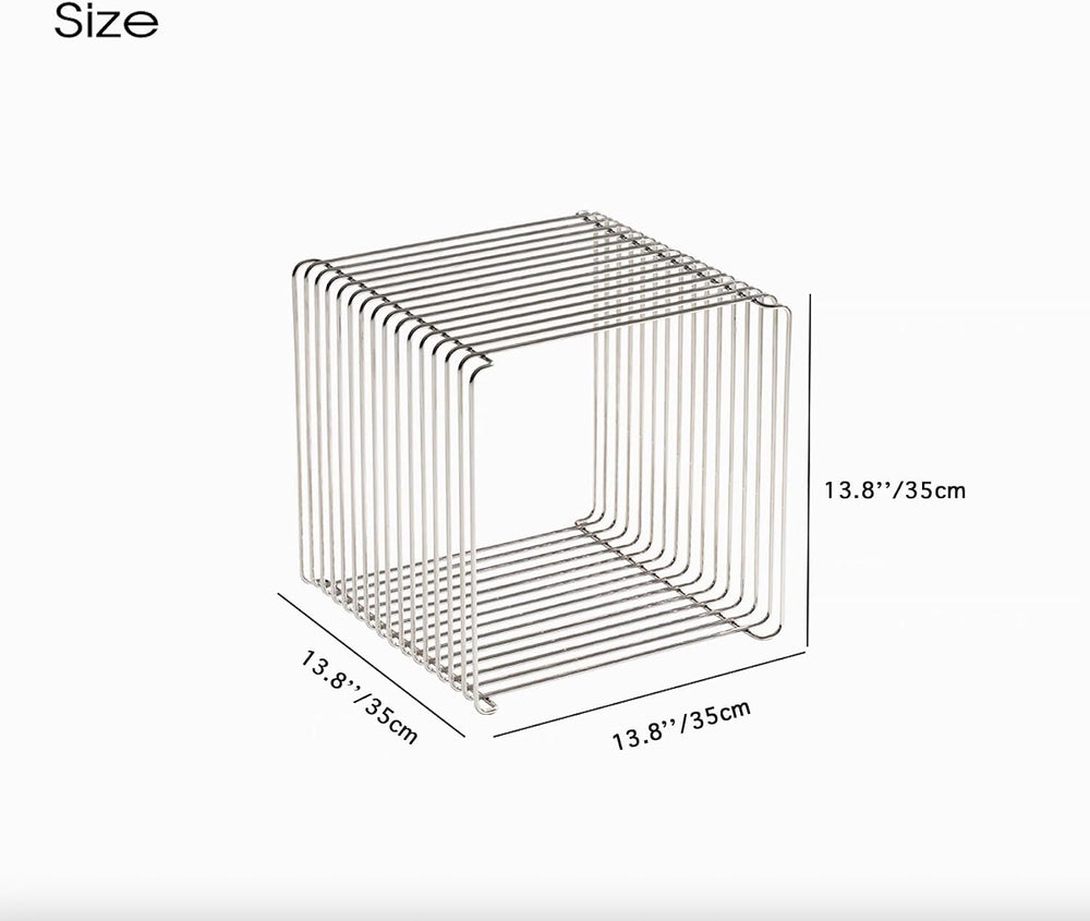 304 Stainless Steel Side Table,Square Geometry Retro Side Table Linear Metal ...