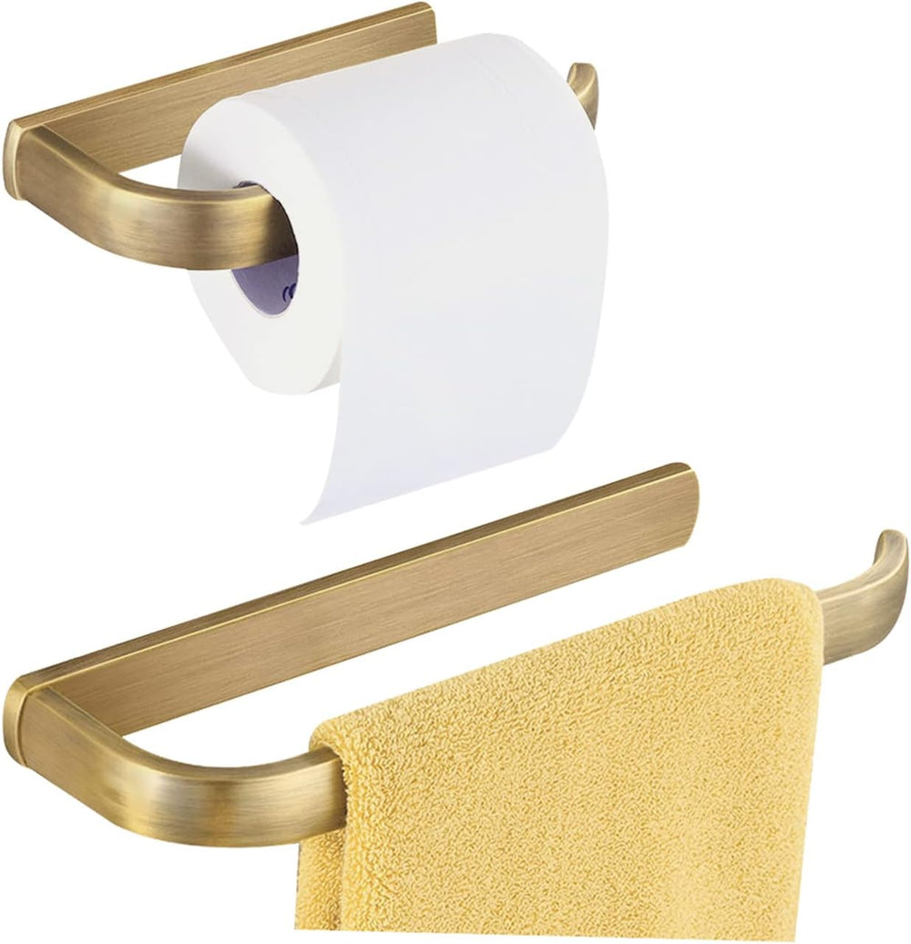 BigBig Home Antique Toilet Paper Holder Set, Brushed Brass Towel Holder for B...