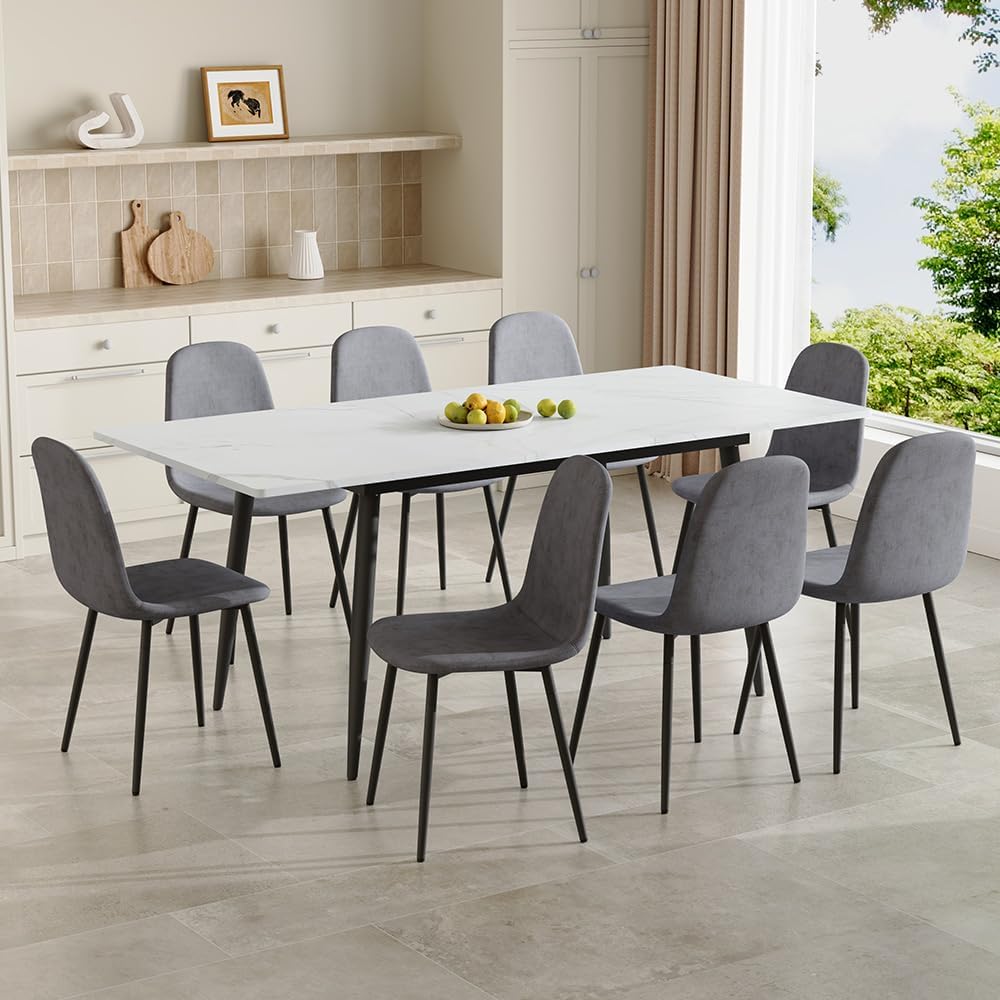FURNITO Dining Table Set for 8, 59"-75" Extendable Dining Room Tabl...