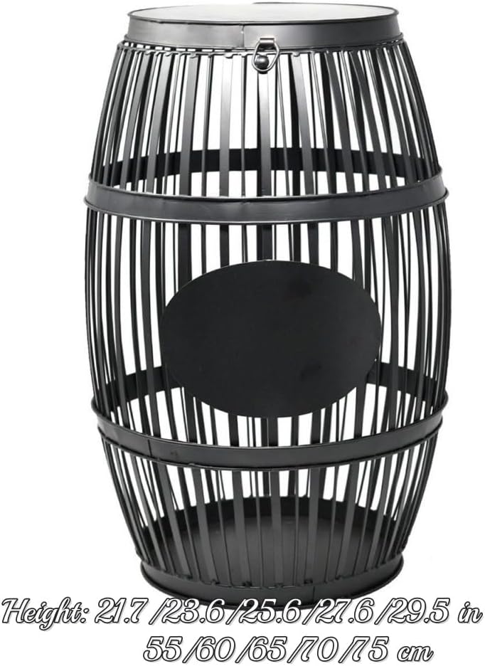 Metal Barrel Side Table with Storage, Wine Cork Holder Display, Whiskey Barre...