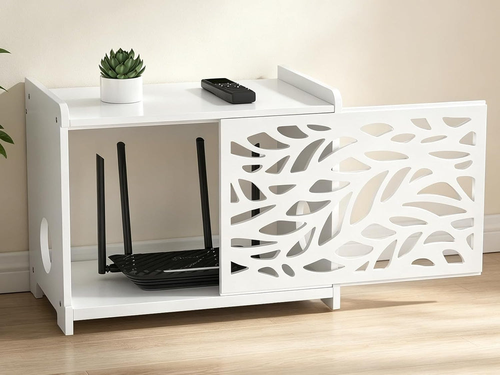 Router Box Hider & Projector Shelf -Decorative WiFi Router Storage Cabinet