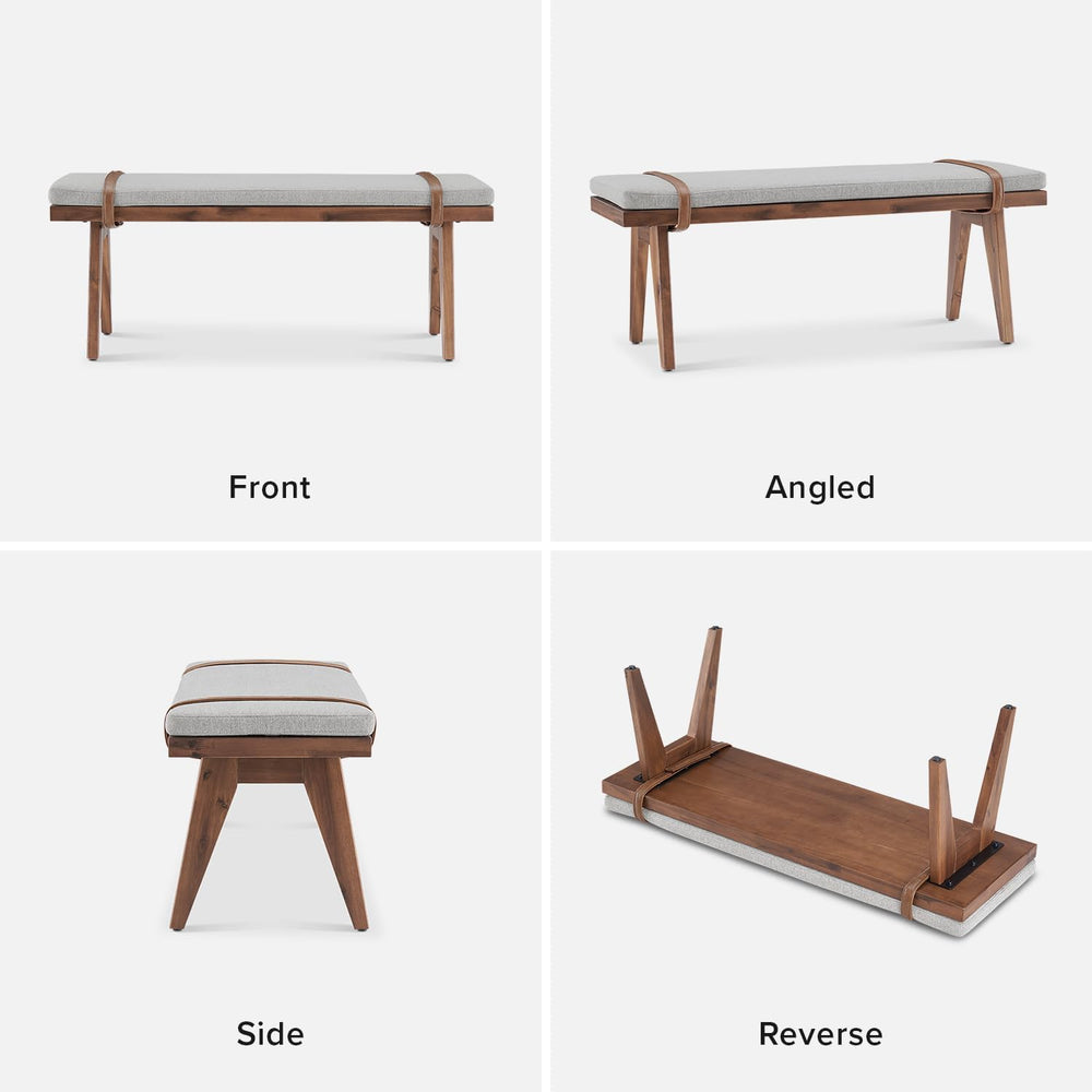 mopio Ted Mid-Century Modern End of Bed Wood Bench, Entryway Shoe Bench with ...