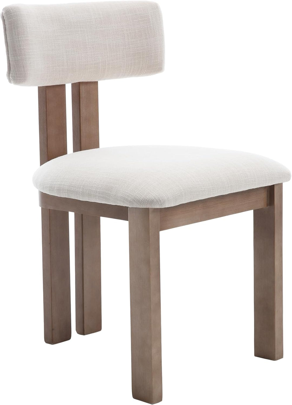 Kmax Farmhouse Dining Chair Set of 6, Linen Fabric Dining Room Chair Curved B...