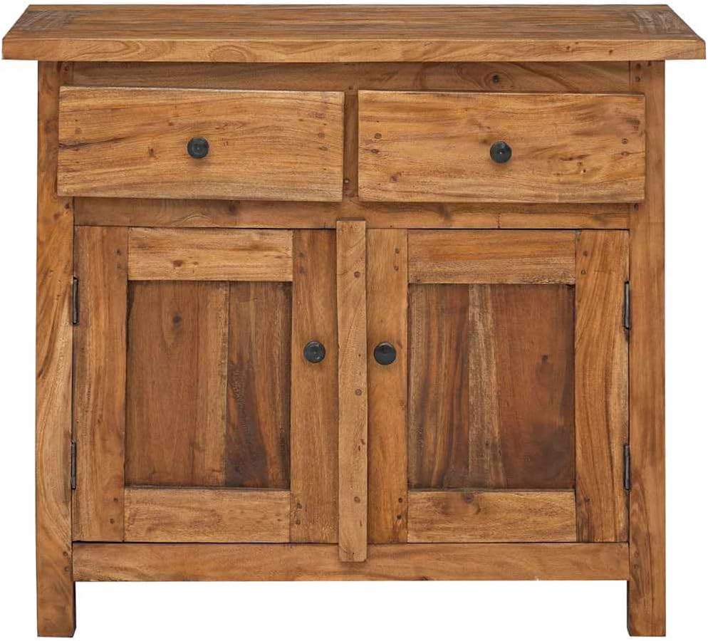 Vintage Solid Mahogany Wood Sideboard with Distressed Finish and Brass Knobs,...