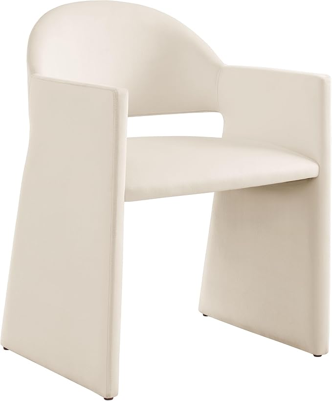 Modway Talia Performance Velvet Dining Armchair in Alabaster - Modern Curved ...