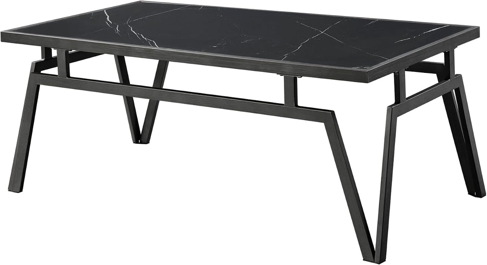 Modern Black 3pc Occasional Table Set with Sintered Stone Tops | Includes 1 c...