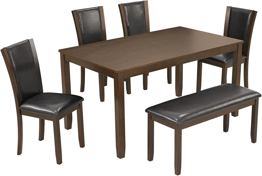 LUMISOL Farmhouse Dining Table Set for 6, Solid Wood Kitchen Table Set with 4...