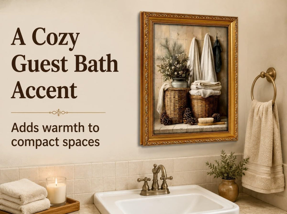 ApexBlume Vintage Farmhouse Bathroom Still Life Framed Wall Art, Antique Rust...