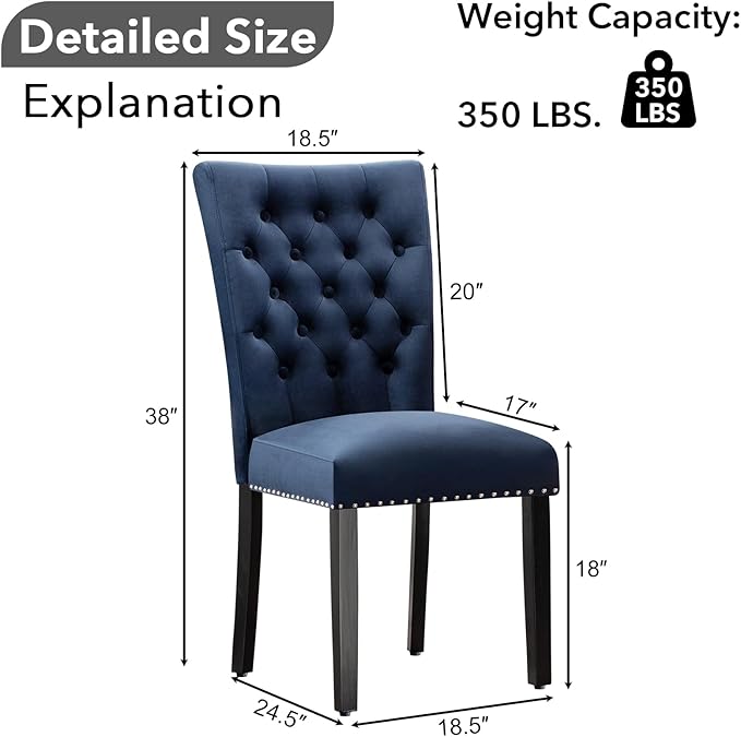 Velvet Dining Chairs Set of 2, Upholstered Dining Room Chairs with Wooden Leg...