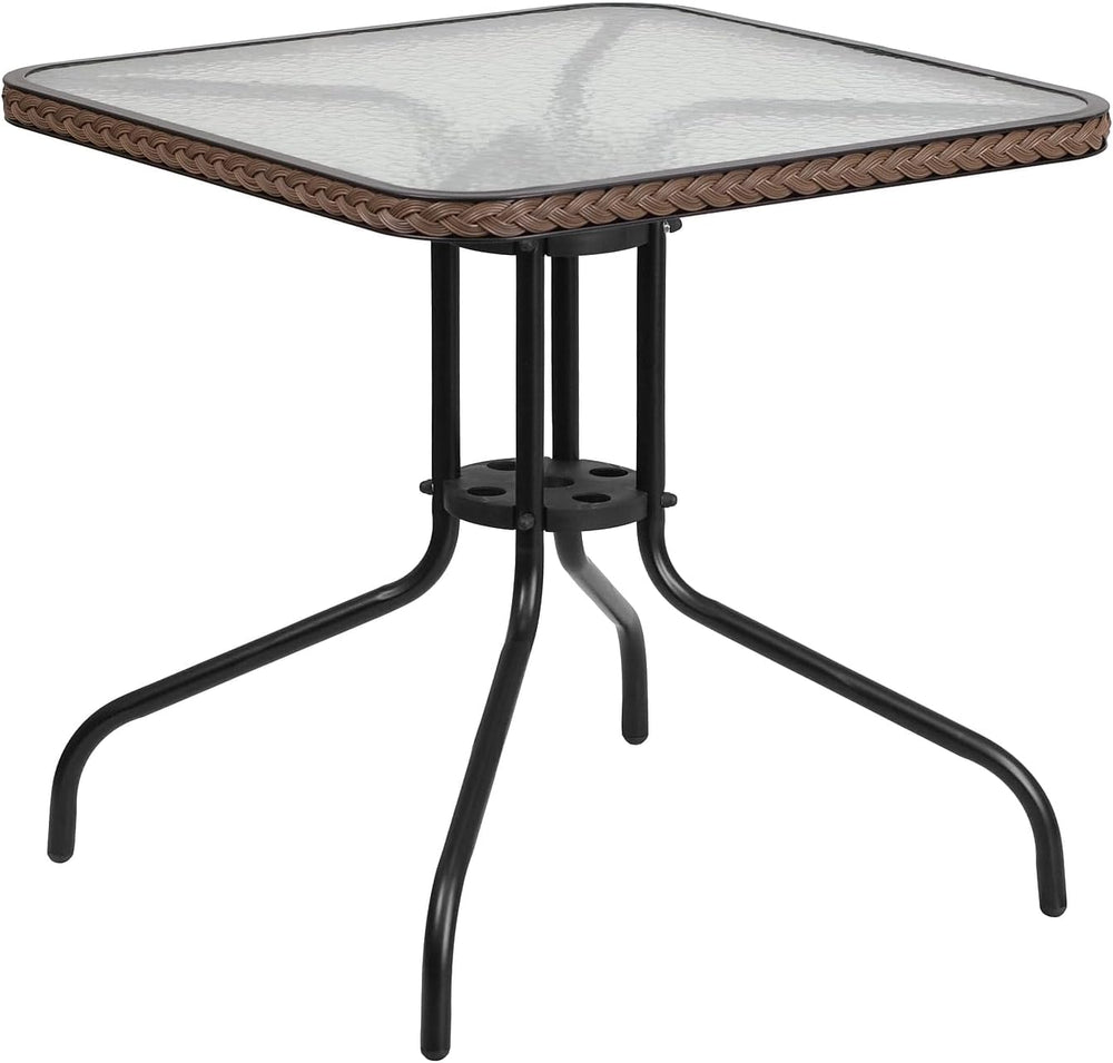 Flash Furniture Lila 3-Piece 28" Square Indoor/Outdoor Patio Table and C...