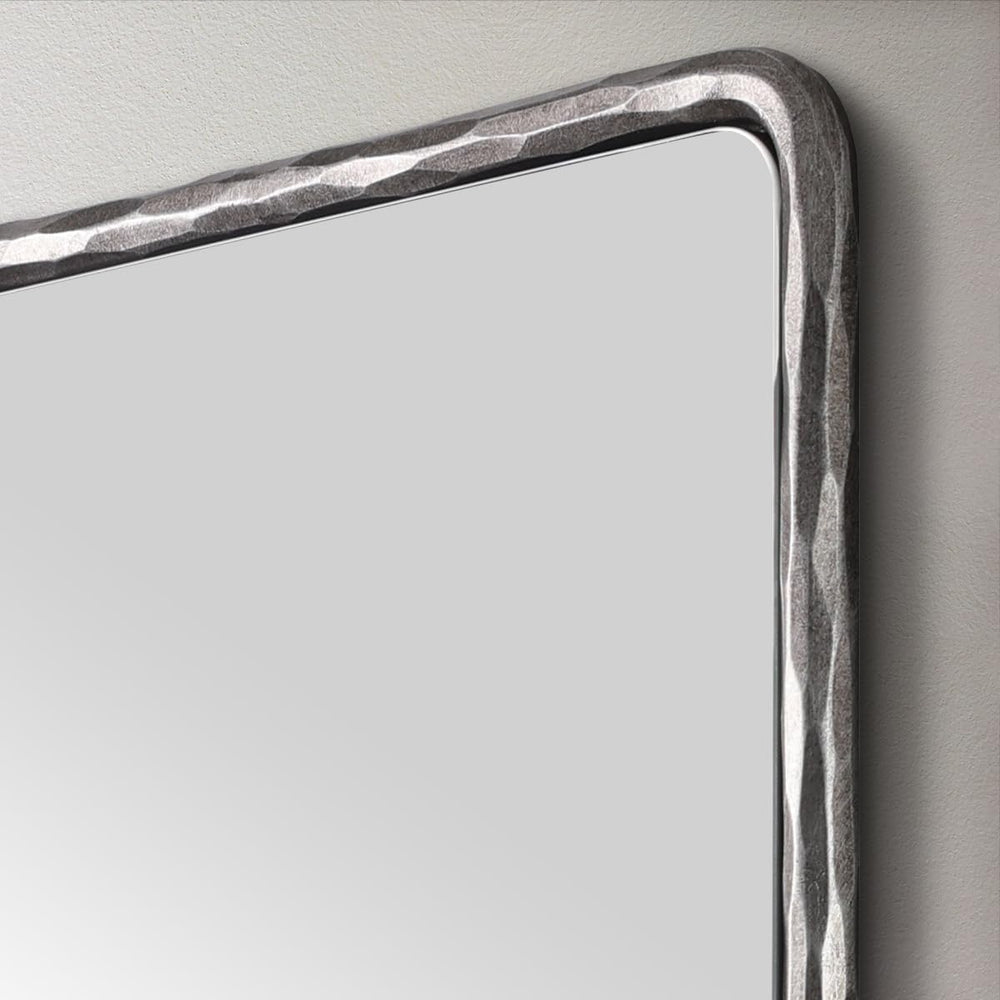 ANDY STAR Hand-Forged Silver Bathroom Mirror for Wall, 24x36 Inch Luxury Soli...