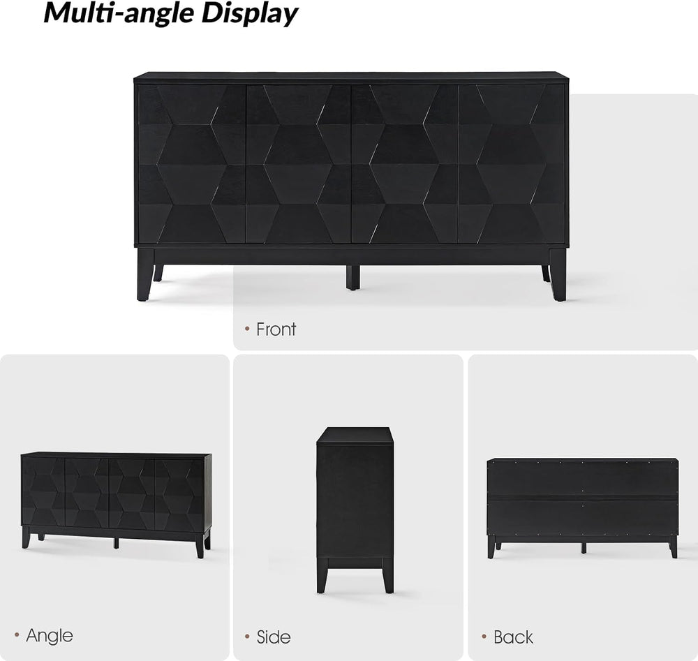 HULALA HOME Mid Century Sideboard Buffet Cabinet with Solid Wood Legs, 60&quo...