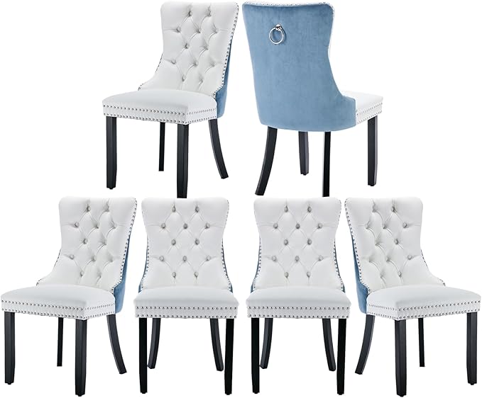 Dining Chairs Set of 6, Upholstered Tufted Dining Room Chairs with High Back,...