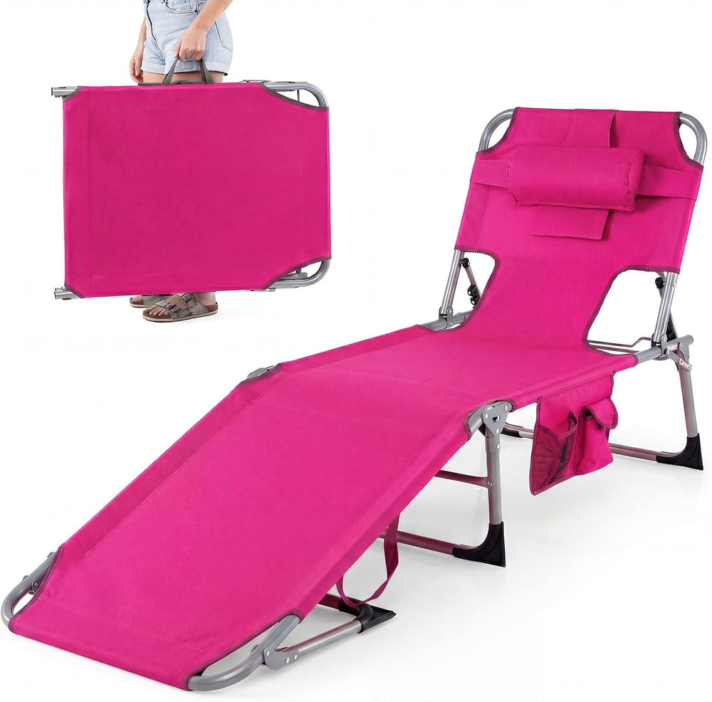 LDAILY Tanning Chair, Portable Sun Bathing Beach Chairs with Face Hole, Arm C...