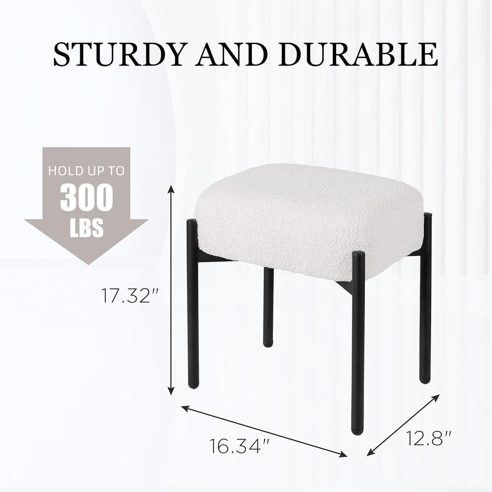 Vanity Stool Chair Faux Fur, 16.3" L x 12.8" W x 17.3" H Soft ...