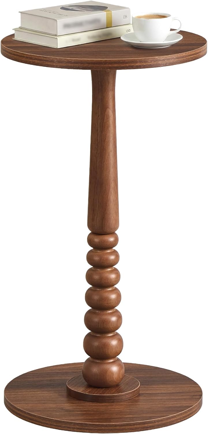VASAGLE Round Side Table, Small Drink End Table, Solid Wood Leg | Accent Nigh...