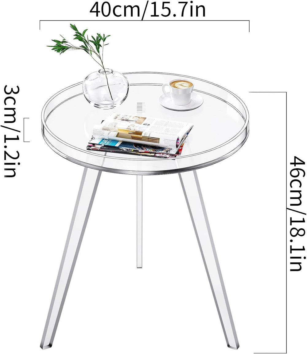 Clear Acrylic Side Table, Round End Table Nightstand Bedside Table Small Circ...